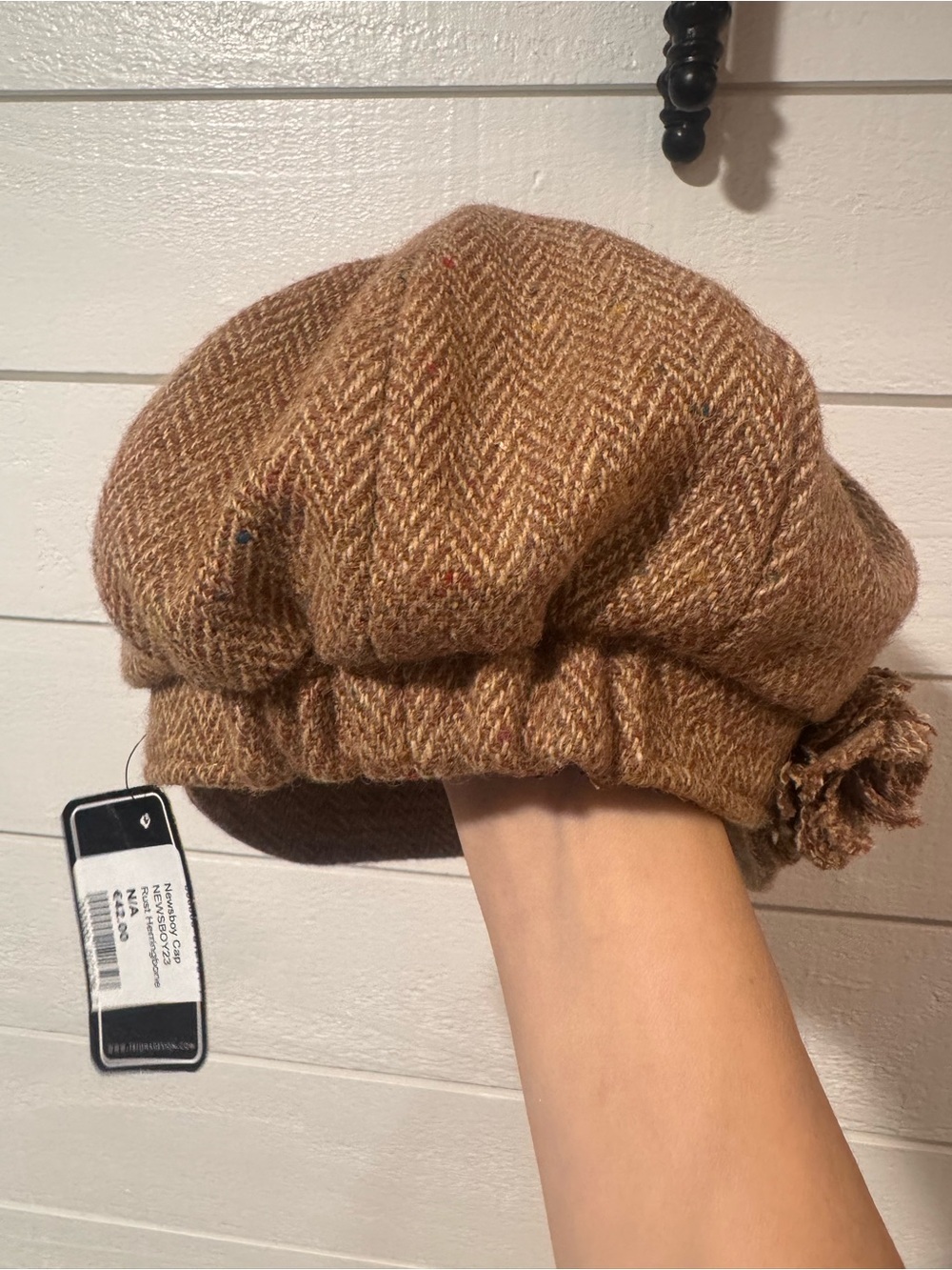 Triona 100% Wool Tweed Newsboy Cap in Brown - Picture 2 of 4